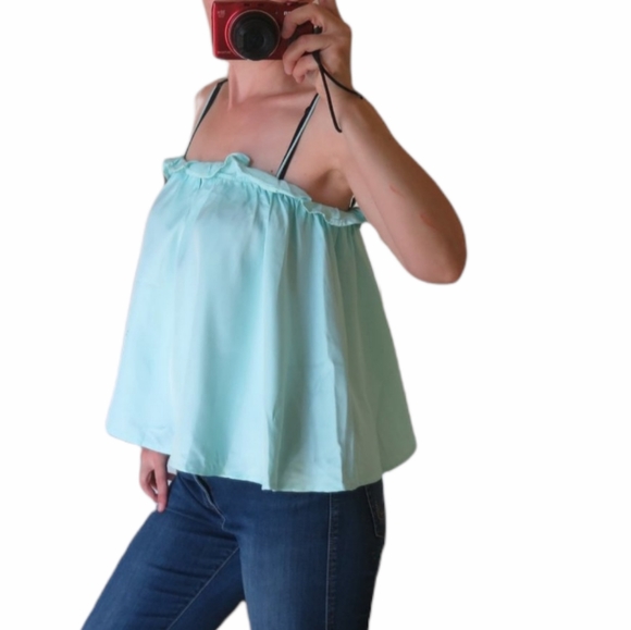 Line and Dot babydoll blue top sleeveless spaghetti straps size Small - Picture 2 of 9